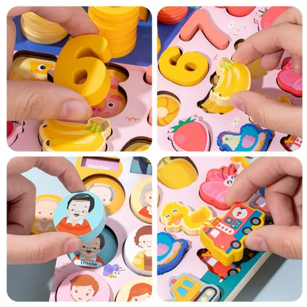 Placa interactiva din lemn cu cifre si semne matematice [2]