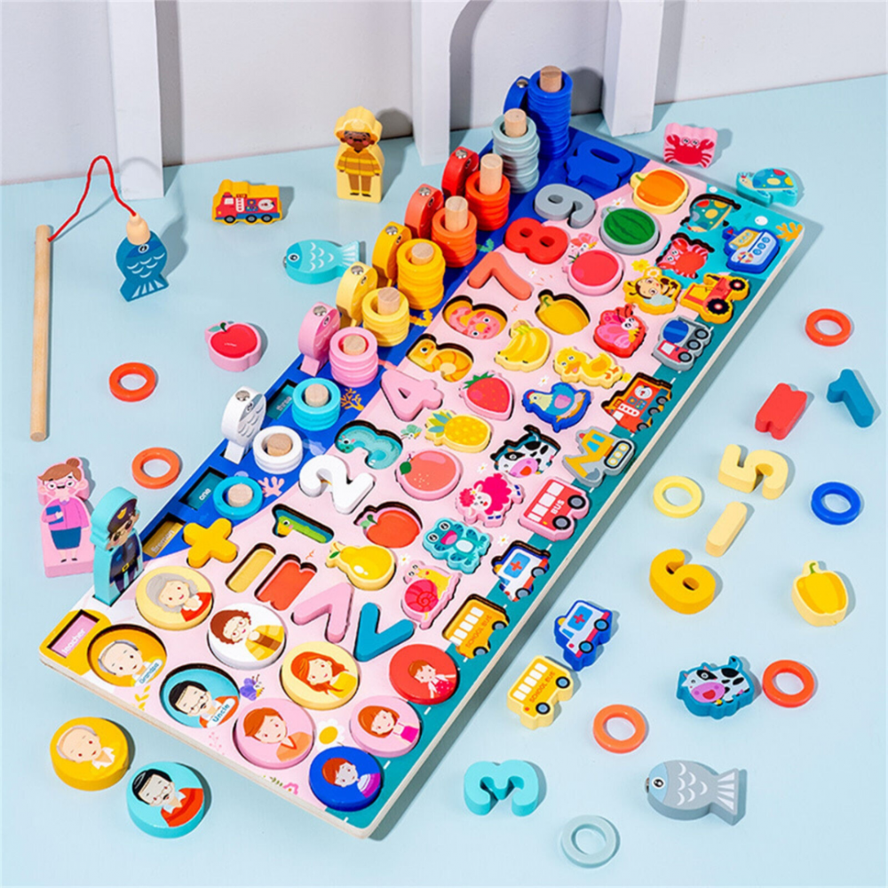 Placa interactiva din lemn cu cifre si semne matematice [3]