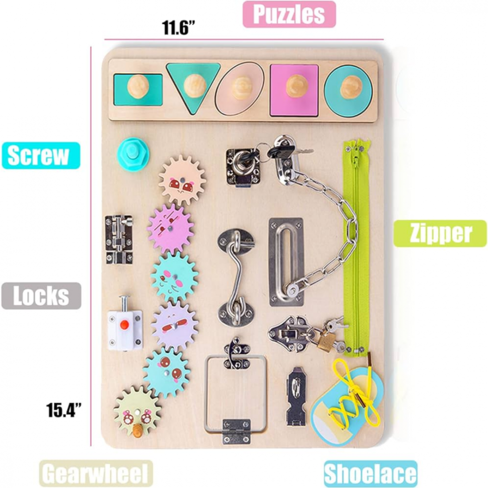 Busy Board din lemn, activități interactive [3]