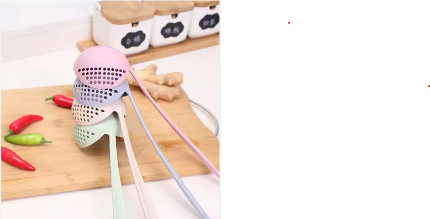 Polonic bucatarie 2 in 1, polonic/strecuratore, roz [2]