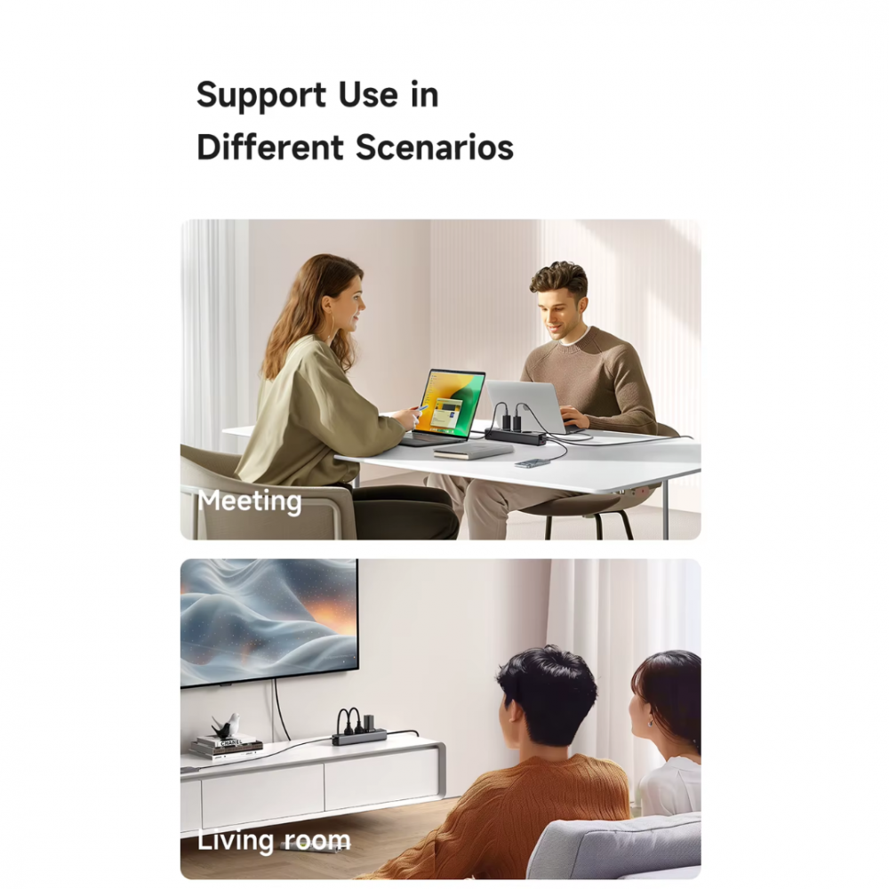 Prelungitor Smart Securizat, 3 Prize, 2 Porturi USB-C, 1 Port USB, Incarcare Rapida, 1.5 Metri, Negru [14]