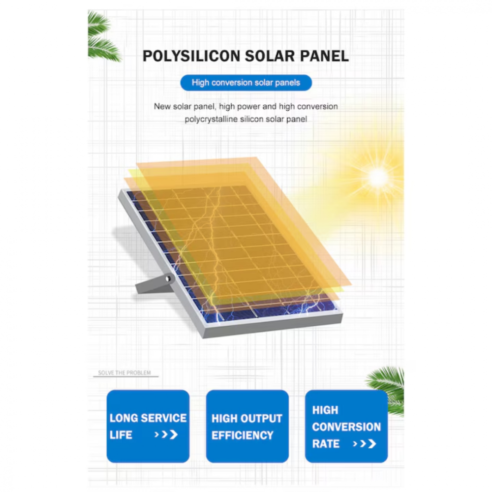 Proiector LED cu lampă solară, de exterior, 200W, cu senzor, timer și telecomandă, negru [4]
