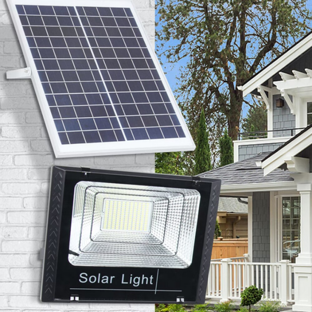 Proiector LED cu lampă solară, de exterior, 300W, cu senzor, timer și telecomandă, negru [7]