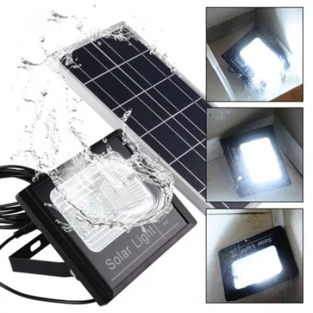 Proiector LED cu lampă solară, de exterior, 300W, cu senzor, timer și telecomandă, negru [5]