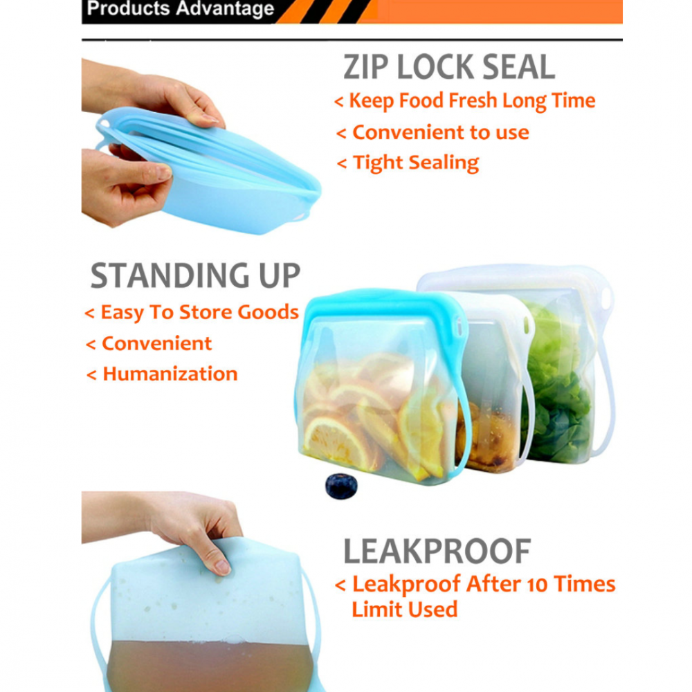 Pungă reutilizabilă pentru alimente, 1L, Transparent [2]