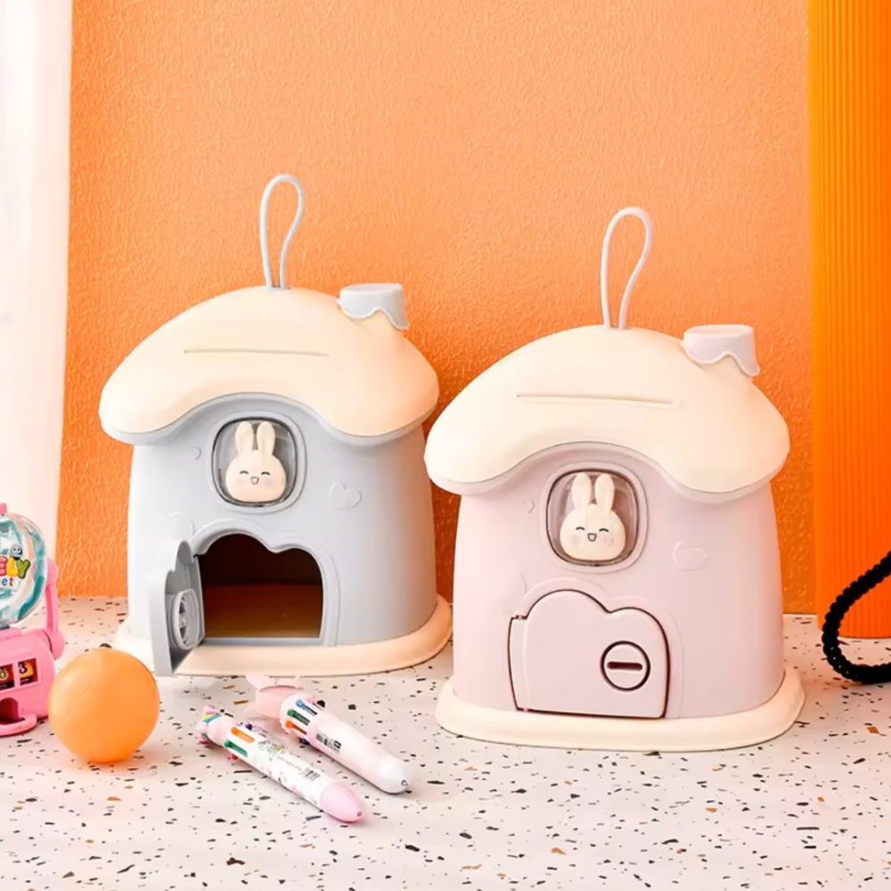 Pusculiță pentru copii, în formă de căsuță cu cheie, Bleu [2]