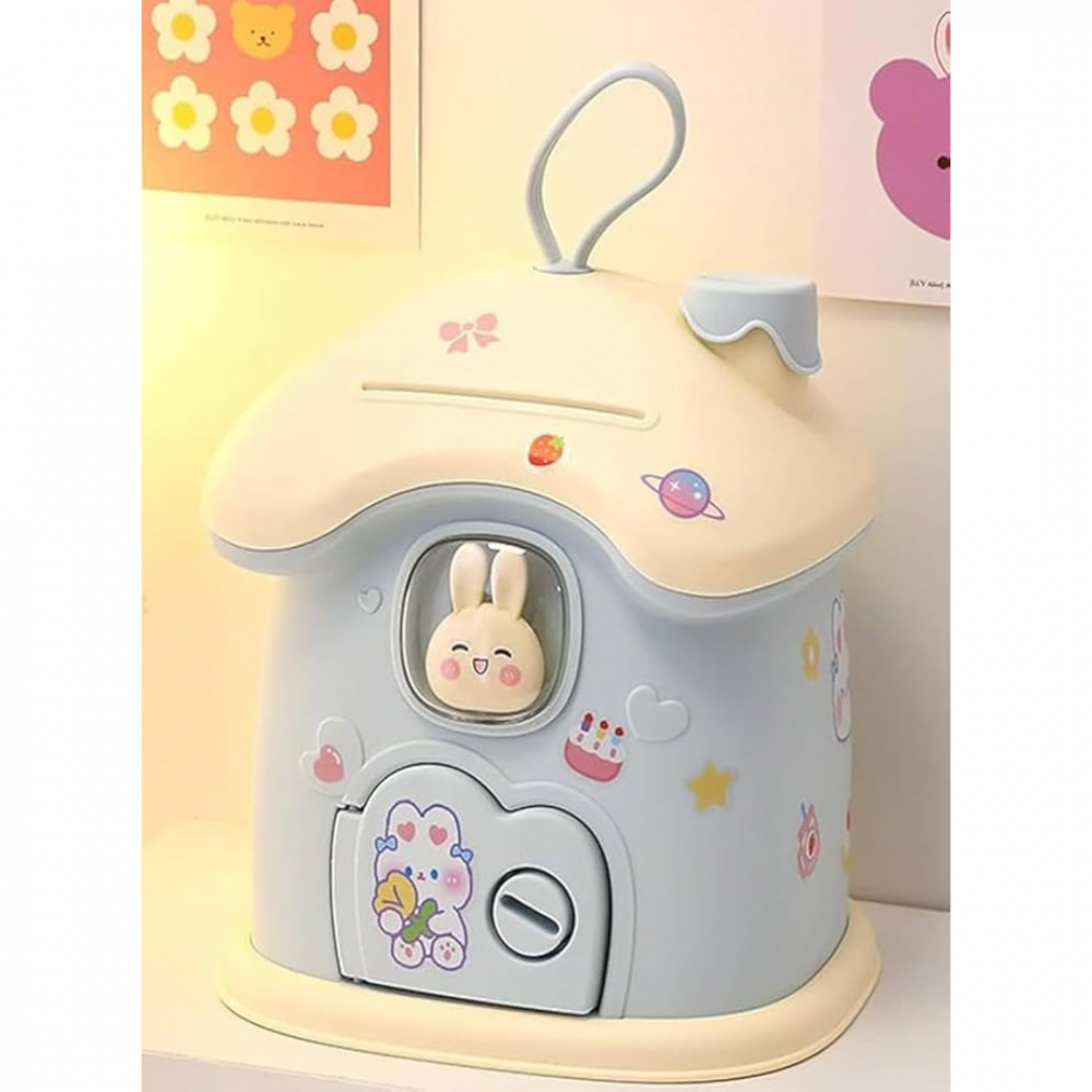 Pusculiță pentru copii, în formă de căsuță cu cheie, Bleu [4]