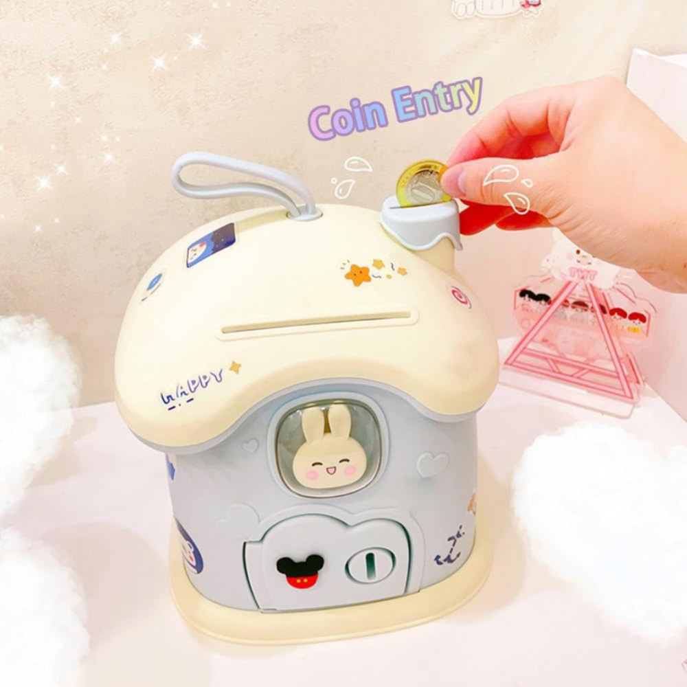 Pusculiță pentru copii, în formă de căsuță cu cheie, Bleu [8]