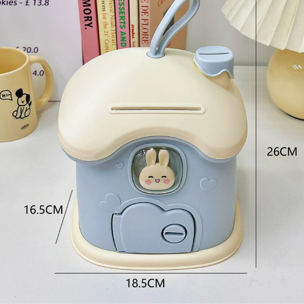 Pusculiță pentru copii, în formă de căsuță cu cheie, Bleu [7]