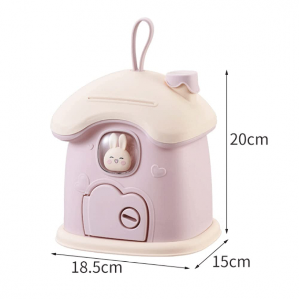 Pusculiță pentru copii, în formă de căsuță cu cheie, Roz [8]