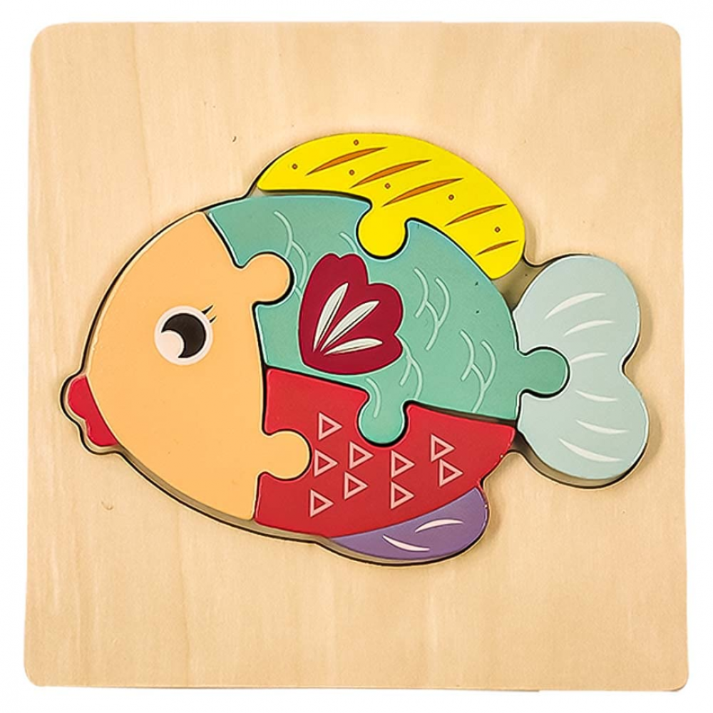 Puzzle 3D din lemn, model peștișor [2]