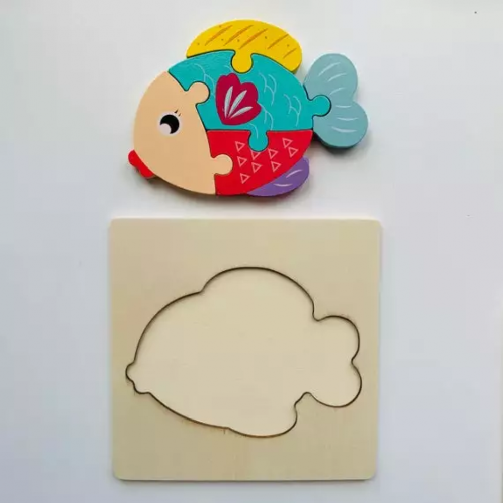 Puzzle 3D din lemn, model peștișor [6]