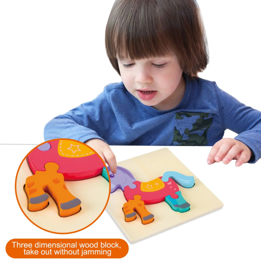 Puzzle cu 5 piese 3D, model căluț [3]
