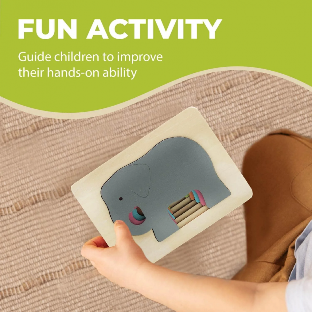Puzzle din lemn cu 5 forme descrescătoare, model elefant [3]