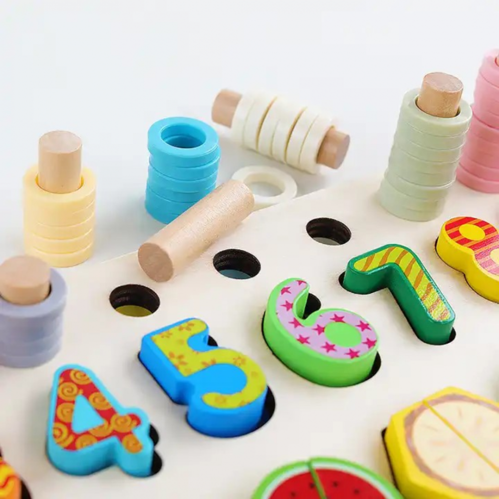 Puzzle educativ cu semne matematice și inele pentru numărat [3]