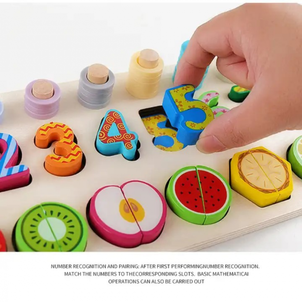 Puzzle educativ cu semne matematice și inele pentru numărat [4]