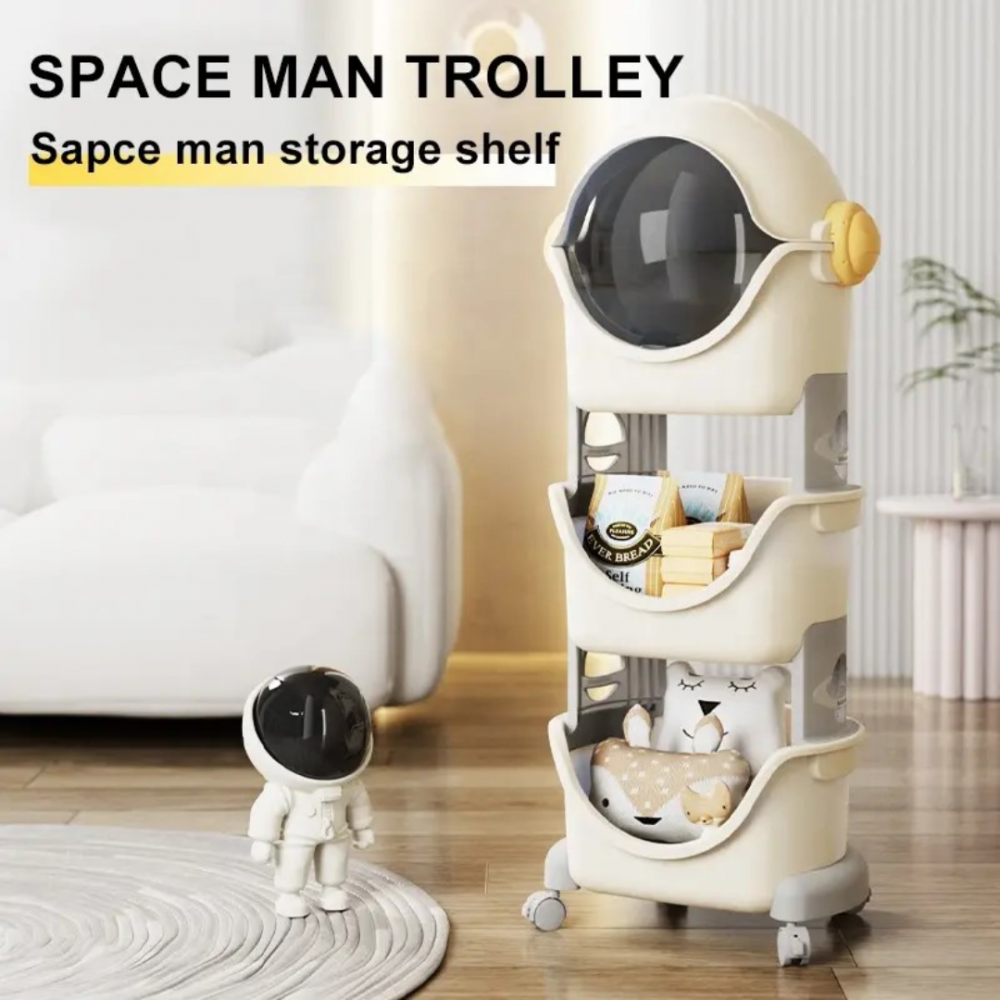 Raft de depozitare mobil cu 4 roți, model cosmonaut, trei nivele [5]