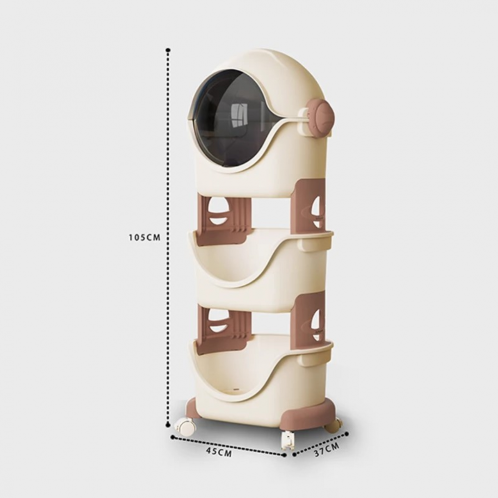 Raft de depozitare mobil cu 4 roți, model cosmonaut, trei nivele [7]