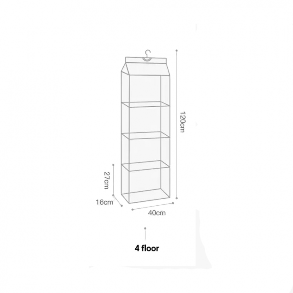 Raft textil depozitare poșete/genți, cu 4 compartimente, Gri/Bej [3]