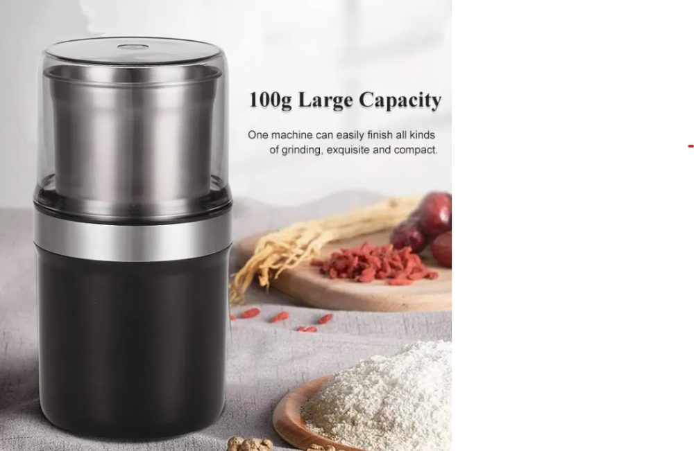Rasnita pentru cafea si condimente din inox, utilizare umeda si uscata, protectie la supraincalzire, detasabila, capacitate 100g, cutit incrucisat din otel, 200 W, material ABS, Negru [2]