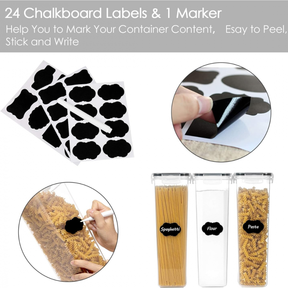 Recipiente depozitare, set 4 bucăți, plastic transparent, cu capac și închidere etanșă, 2800ml [5]