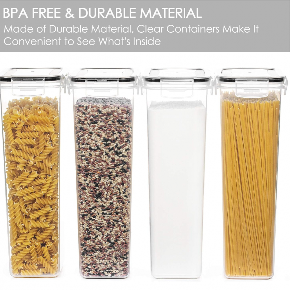 Recipiente depozitare, set 4 bucăți, plastic transparent, cu capac și închidere etanșă, 2800ml [2]