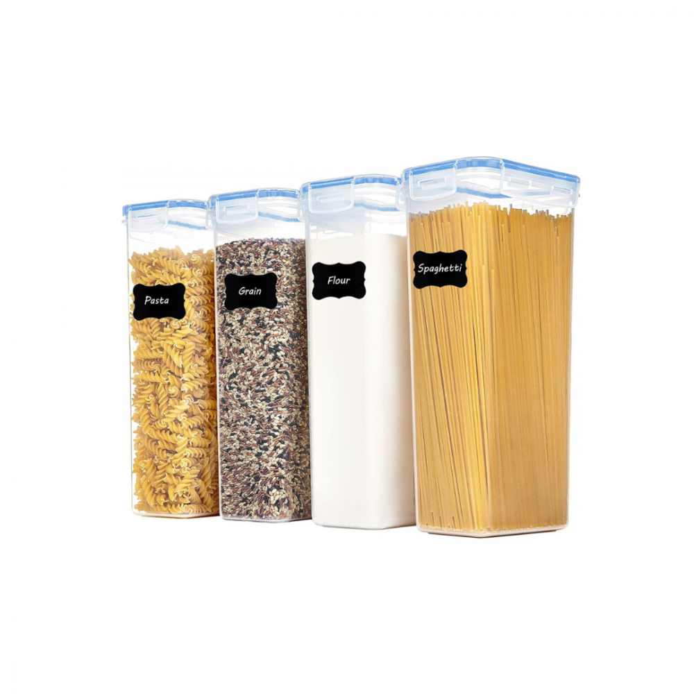 Recipiente depozitare, set 4 bucăți, plastic transparent, cu capac și închidere etanșă, 2800ml [1]