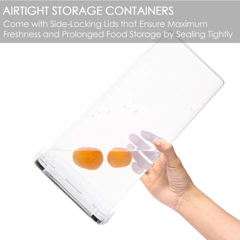 Recipiente depozitare, set 4 bucăți, plastic transparent, cu capac și închidere etanșă, 2800ml [4]