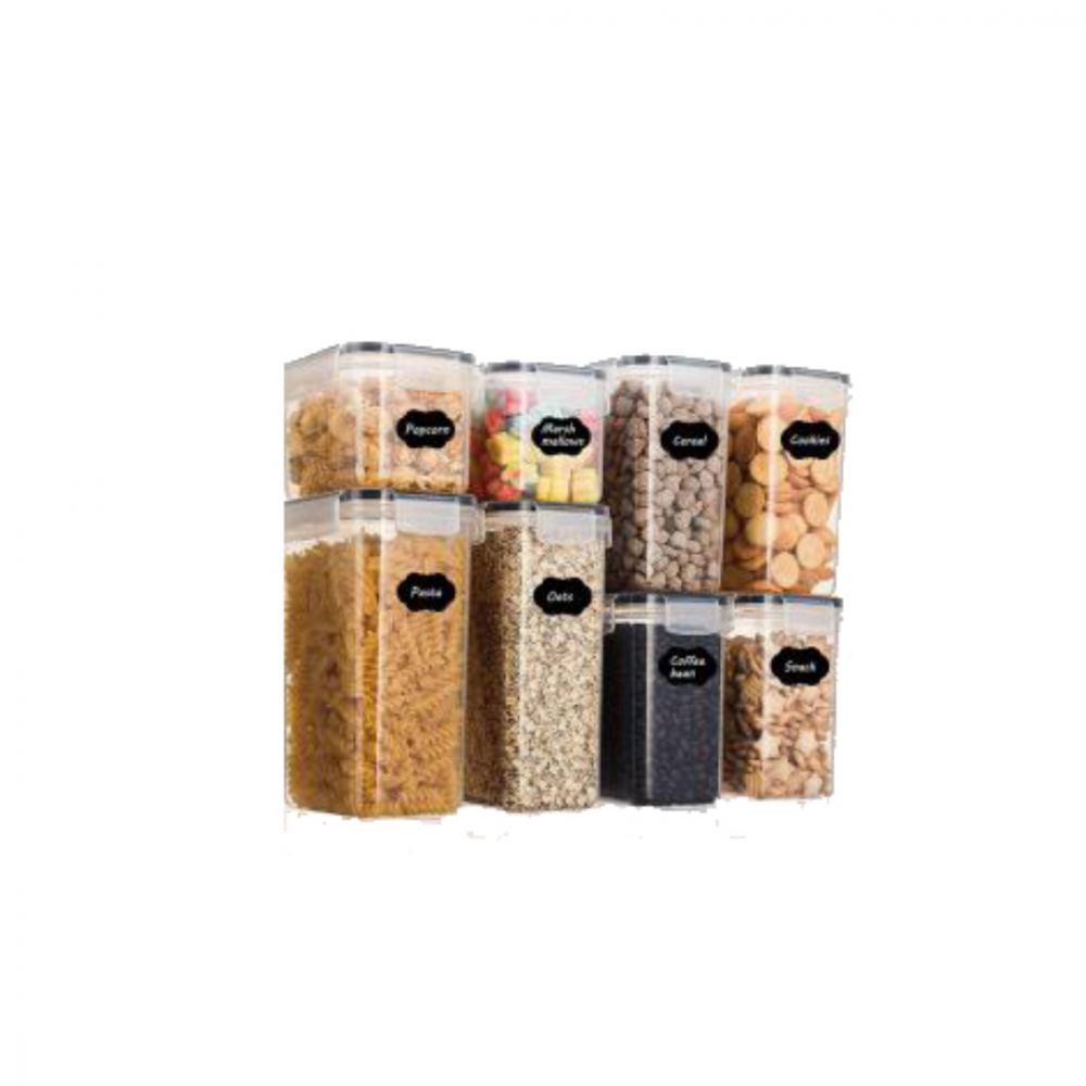 Recipiente depozitare, set 8 bucăți, plastic transparent, cu capac și închidere etanșă [1]