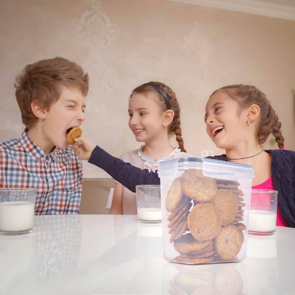 Recipiente depozitare, set 8 bucăți, plastic transparent, cu capac și închidere etanșă [5]