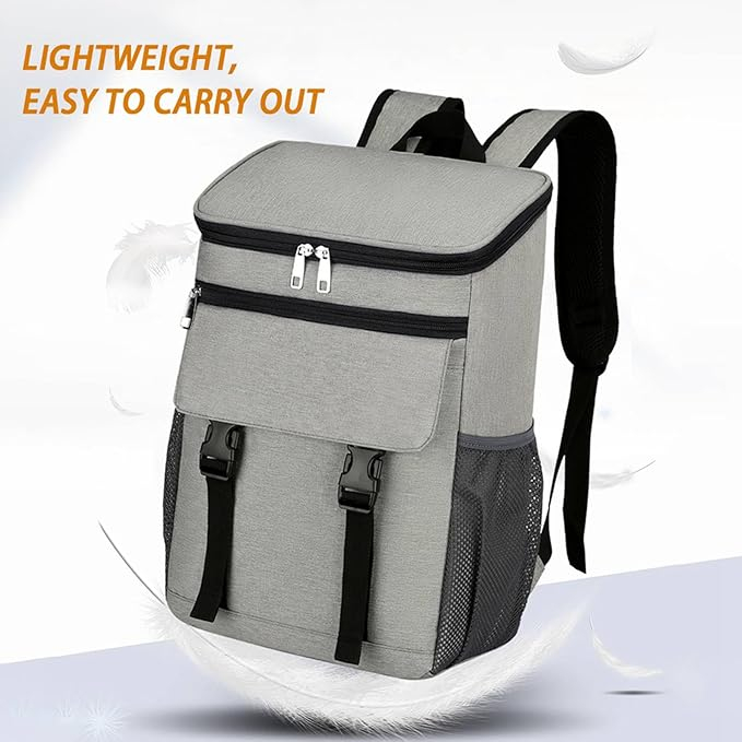 Rucsac frigorific si izoterm 25L, impermeabil, ajustabil, buzunare laterale, ideal pentru picnic si drumetii, Gri [6]