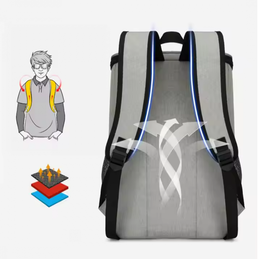 Rucsac frigorific si izoterm 25L, impermeabil, ajustabil, buzunare laterale, ideal pentru picnic si drumetii, Gri [3]