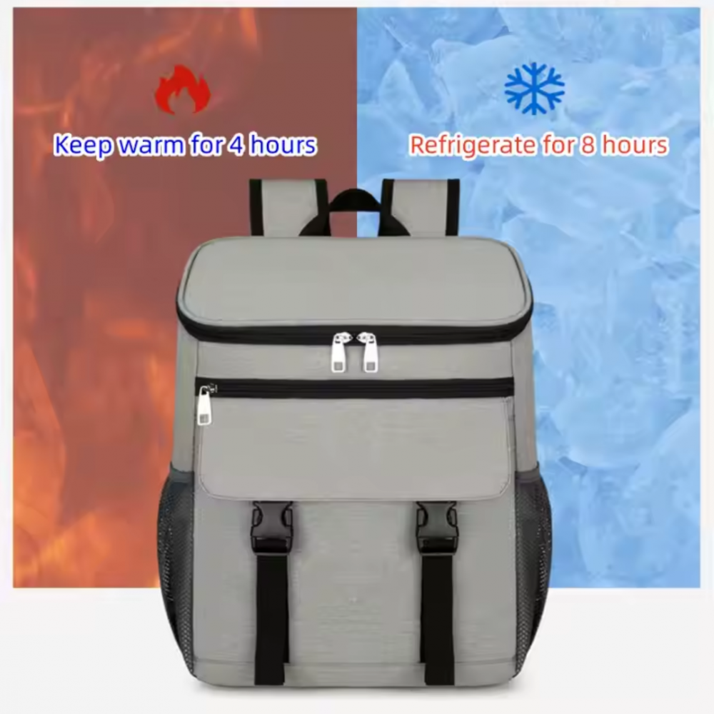 Rucsac frigorific si izoterm 25L, impermeabil, ajustabil, buzunare laterale, ideal pentru picnic si drumetii, Gri [2]