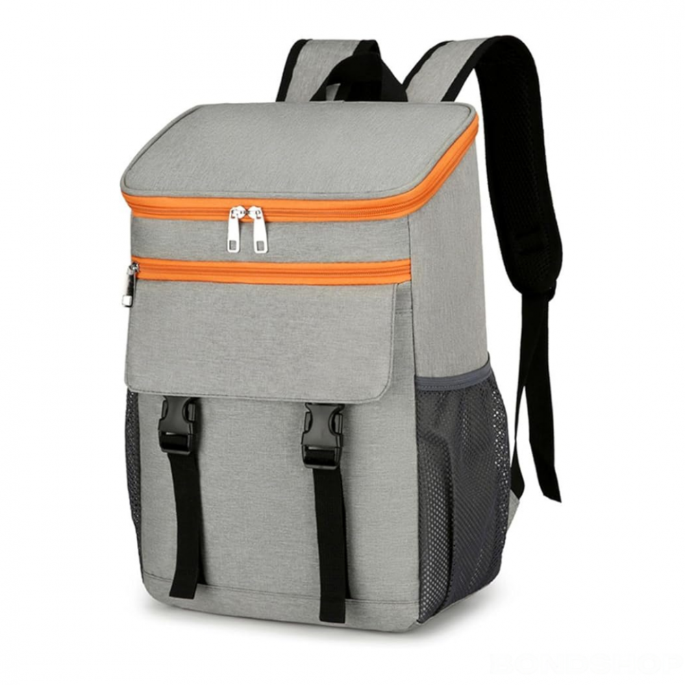 Rucsac frigorific si izoterm 25L, impermeabil, ajustabil, buzunare laterale, ideal pentru picnic si drumetii, Gri/Portocaliu [6]