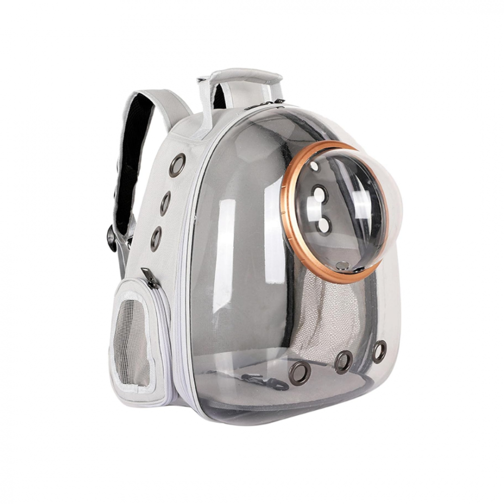 Rucsac transport animale cu greutate maximă 6.5 kg, hublou transparent, buzunar lateral, gri [1]