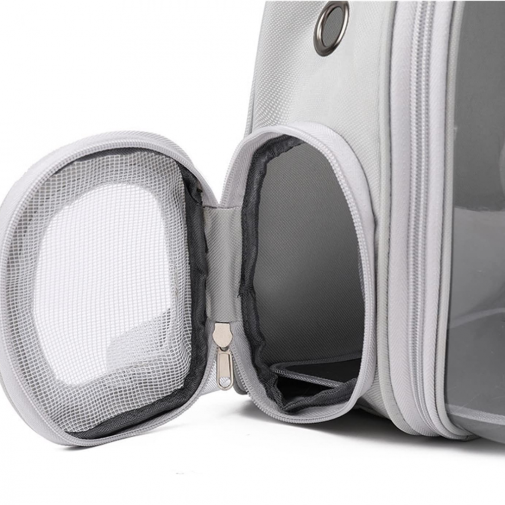 Rucsac transport animale cu greutate maximă 6.5 kg, hublou transparent, buzunar lateral, gri [4]