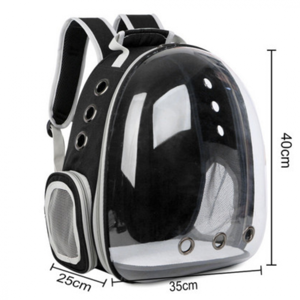 Rucsac transport animale cu greutate maximă 6.5 kg, hublou transparent, buzunar lateral, negru [3]
