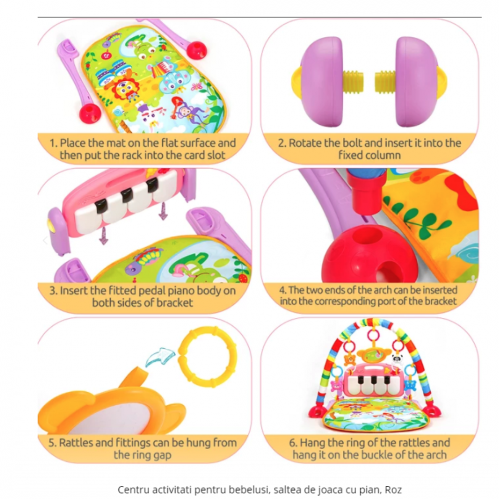 Saltea de activități, 4 în 1, cu lumini, sunete și pian detașabil [3]