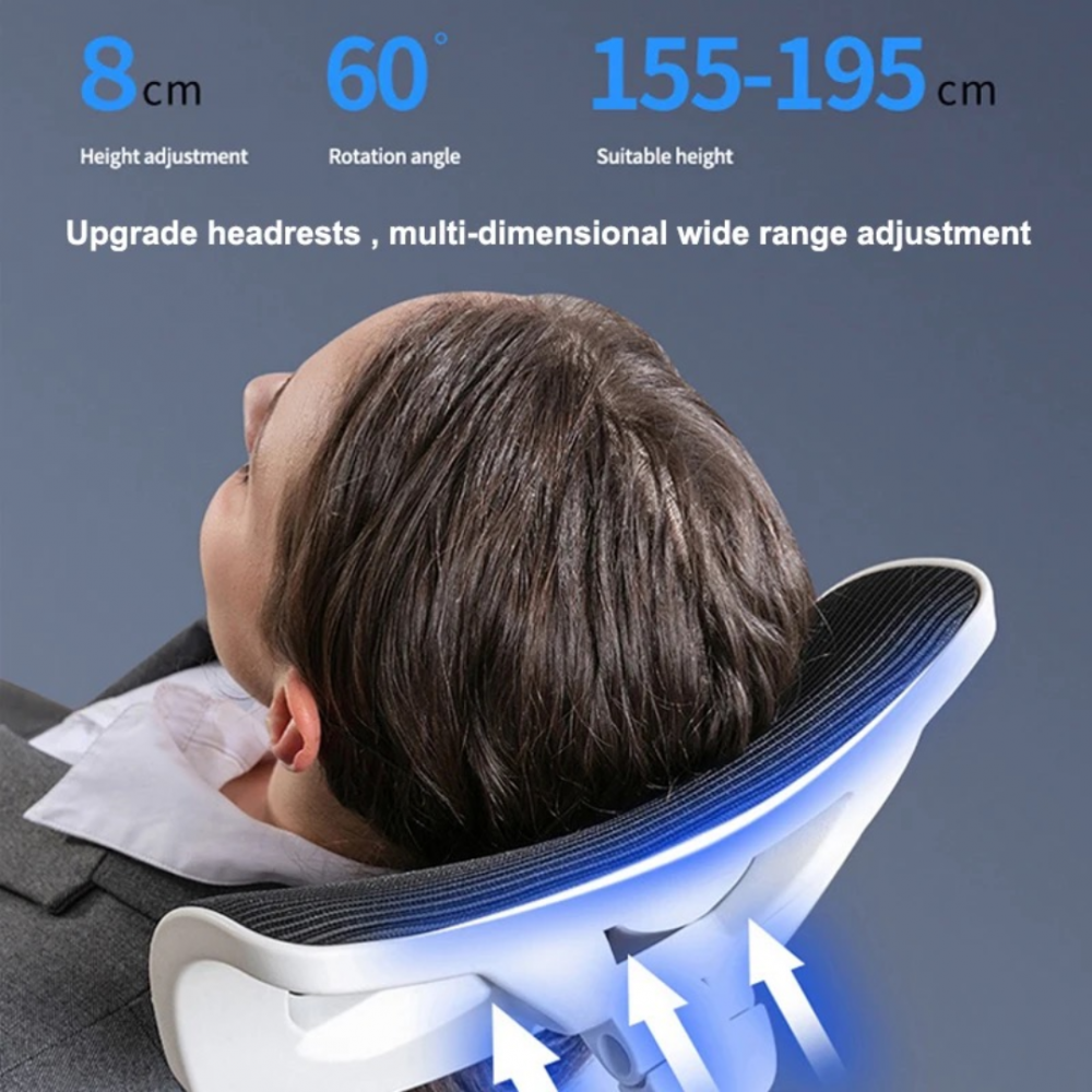 Scaun ergonomic pentru birou, cu suport lombar, tetieră 3D și funcție Swing, Alb-Gri [6]