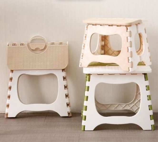 Scaun pliabil, multifunctional, plastic, Alb, Bej, 26 x 21 x 21 cm [1]