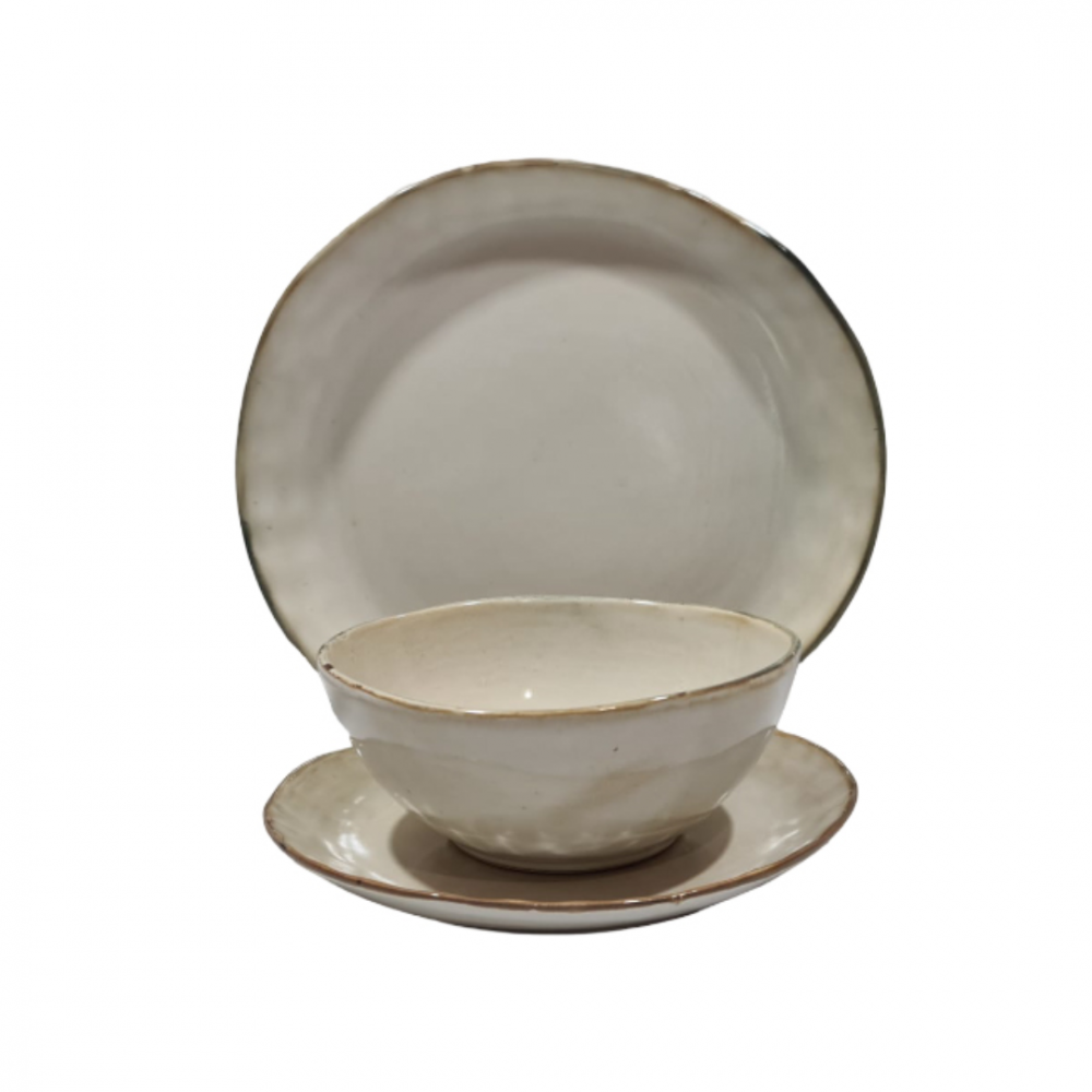 Set 18 piese serviciu de masă, Crem [2]