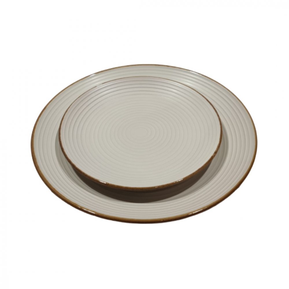 Set 18 piese serviciu de masă, model Rizuri, Crem [3]