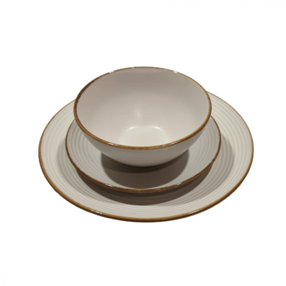 Set 18 piese serviciu de masă, model Rizuri, Crem [1]