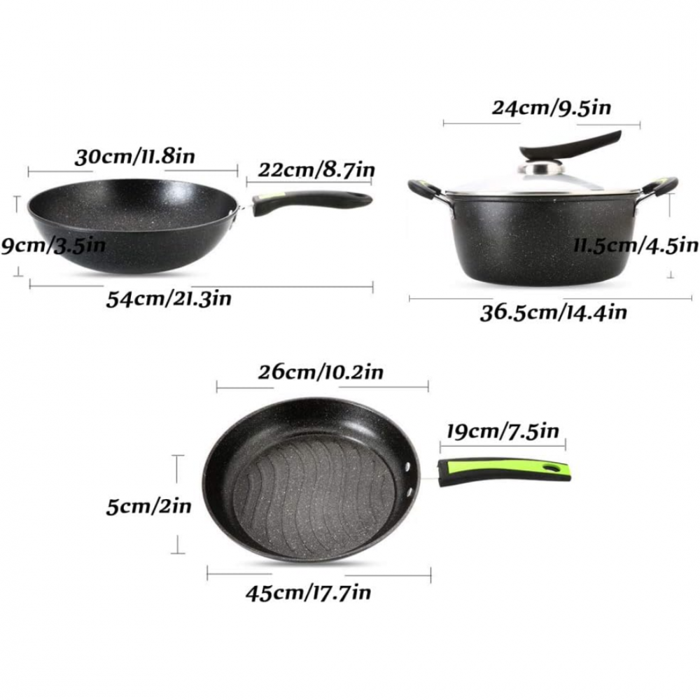 Set 3 piese cratiță și tigăi granit cu înveliș antiaderent [6]