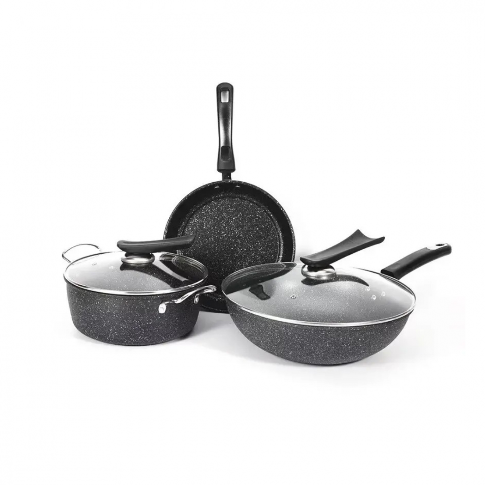 Set 3 piese cratiță și tigăi granit cu înveliș antiaderent [1]