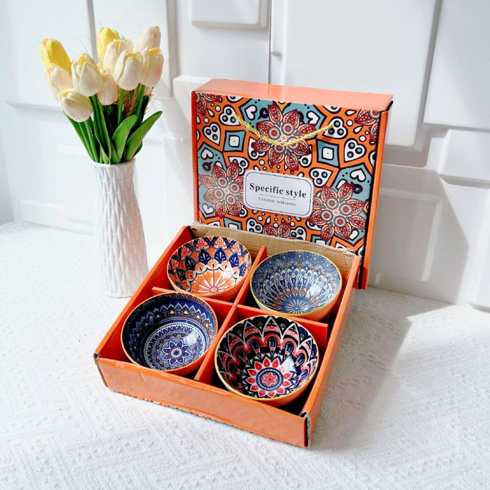 Set 4 boluri portelan, model Etno [2]