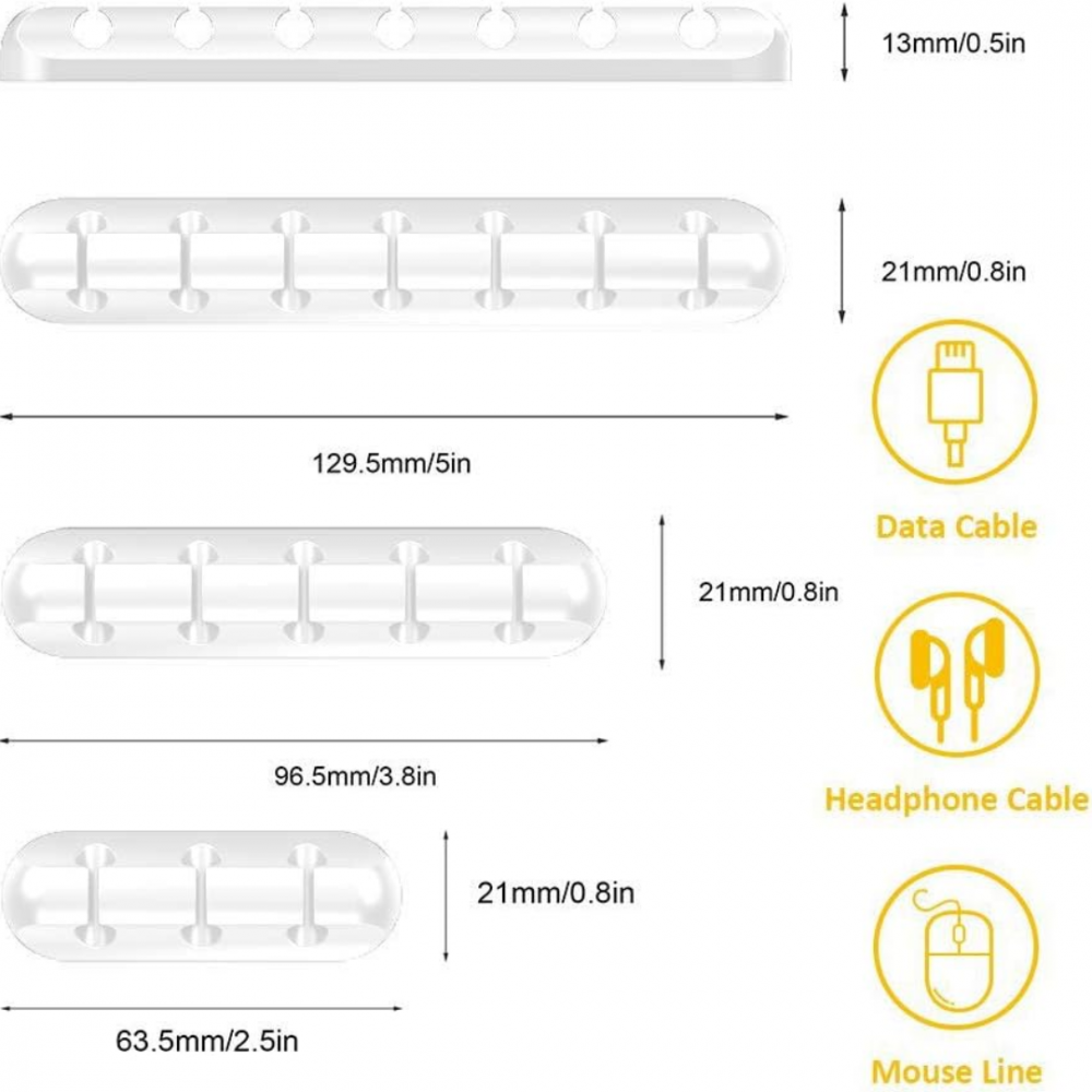 Set 4 organizatoare pentru cabluri, Alb [8]