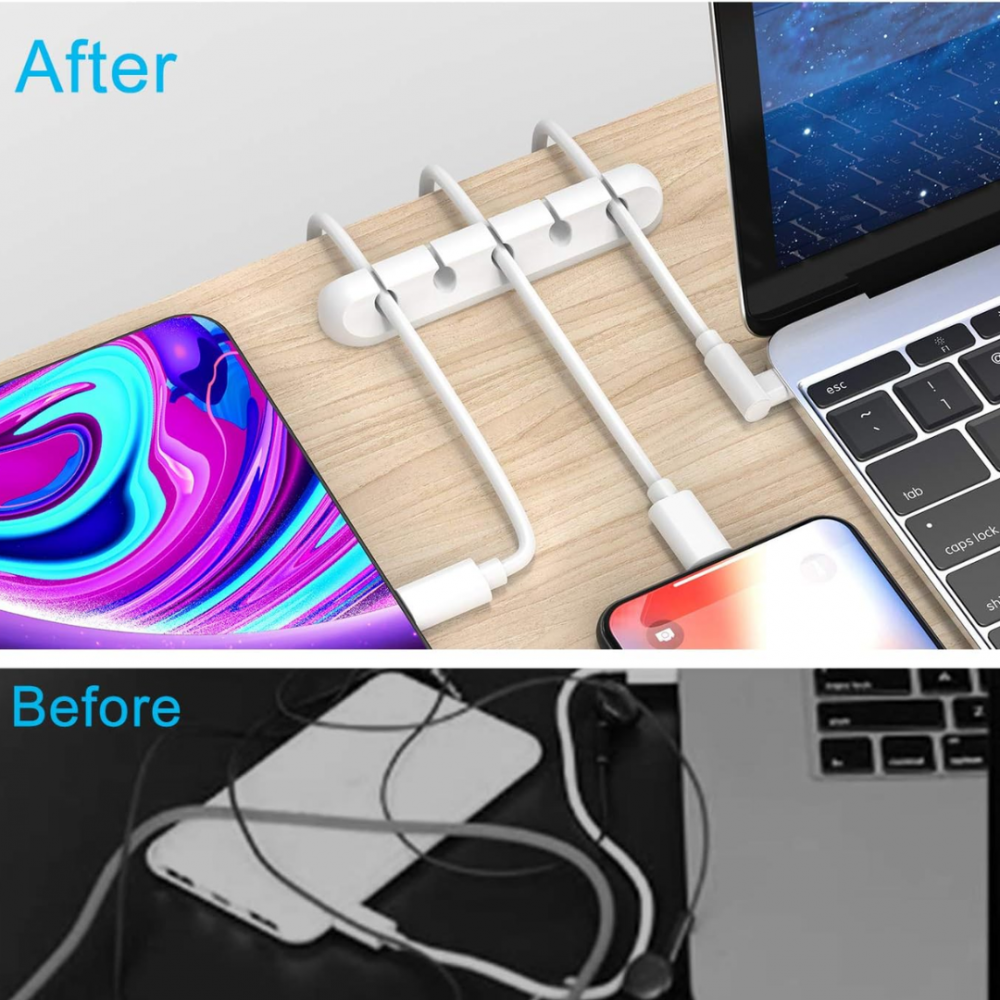 Set 4 organizatoare pentru cabluri, Alb [3]