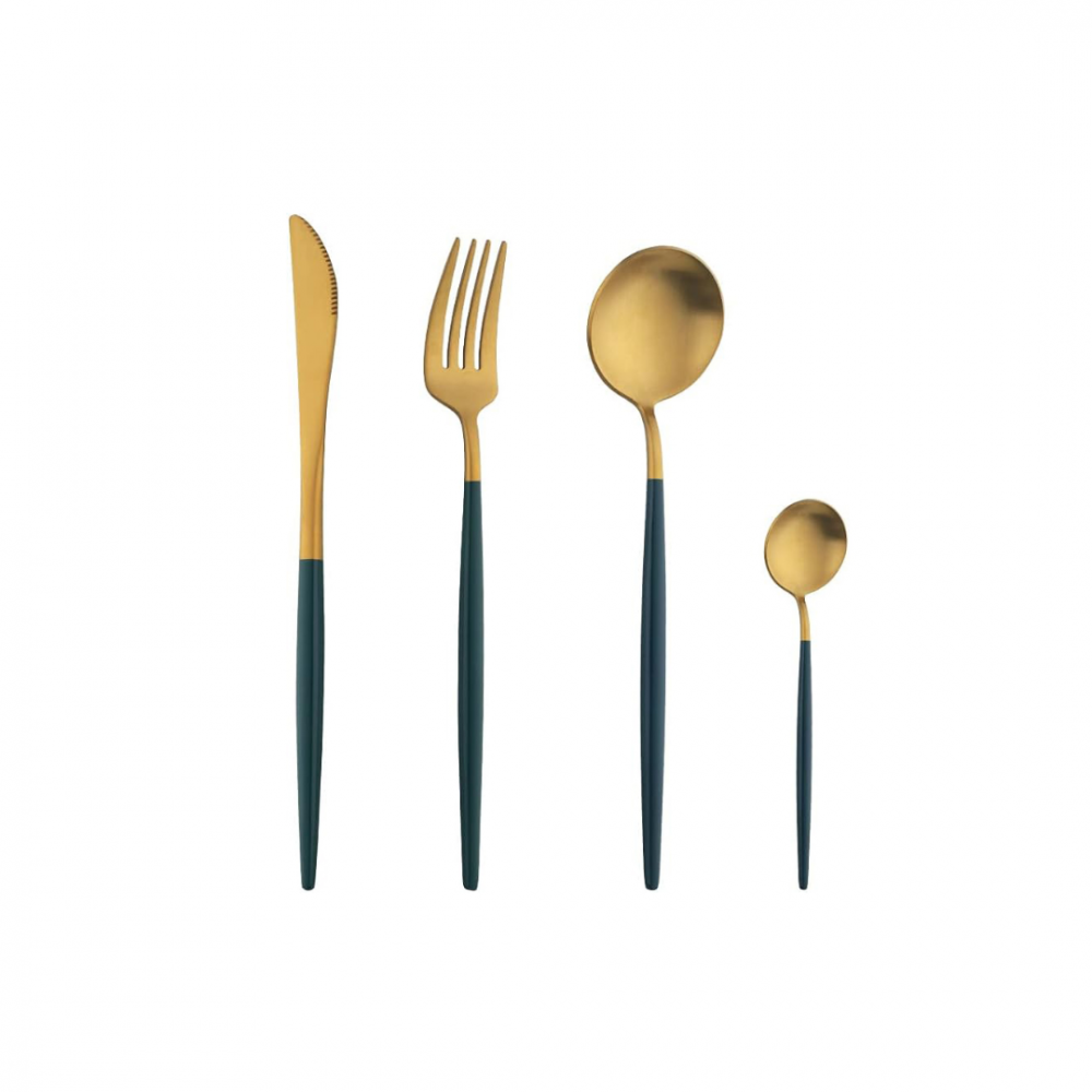Set 4 tacamuri din oțel inoxidabil, Auriu și Verde [1]