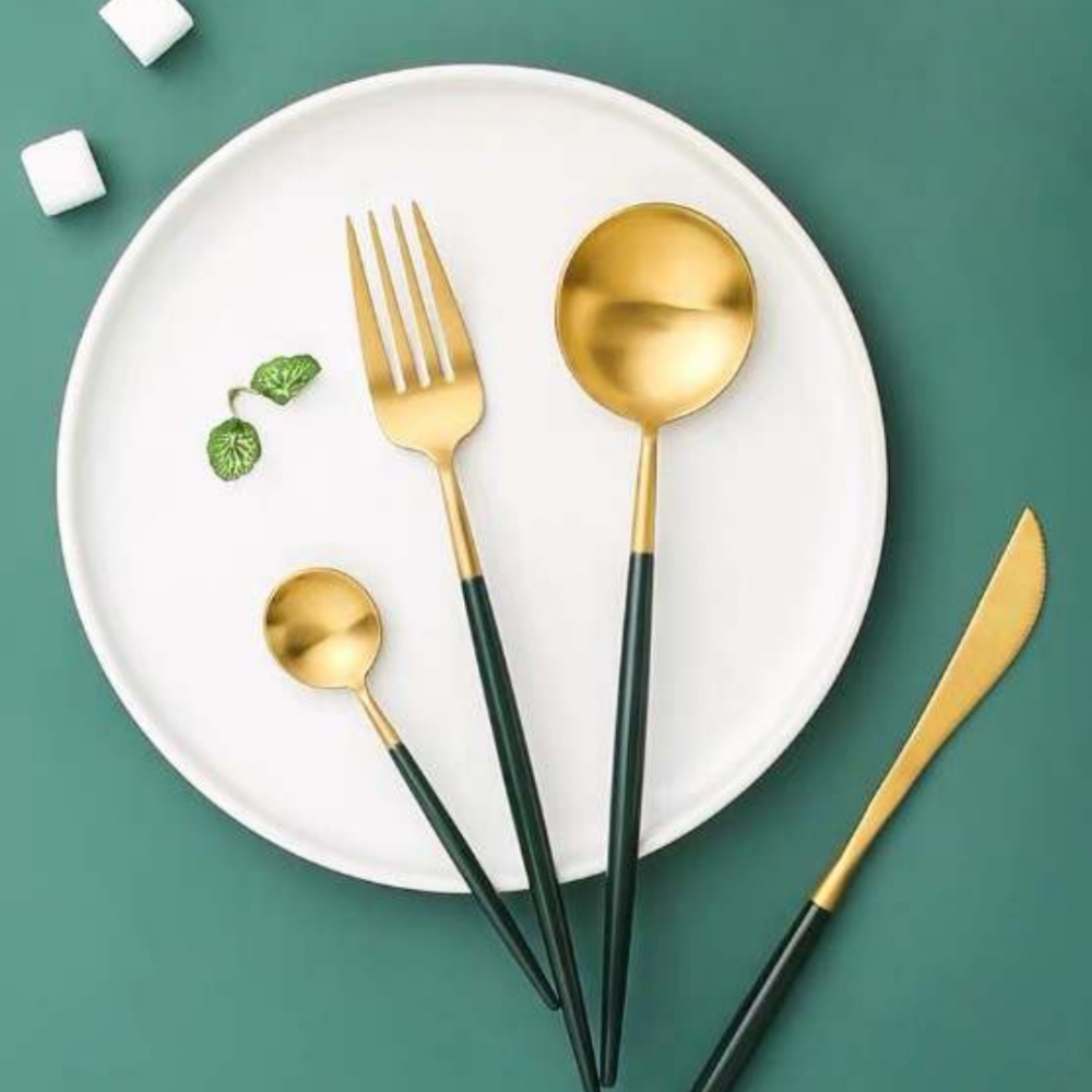 Set 4 tacamuri din oțel inoxidabil, Auriu și Verde [4]